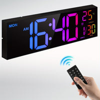 16.2'' Large Digital Wall Clock with Remote Control | Big LED, Dual Alarm, 8 RGB Colors, Auto Brightness, Date, Auto DST, Temperature, Night Light, Gym Clock for Living Room, Bedroom, Office Wall Decor - Maxstar - Buy online at  Vibe In Cart.