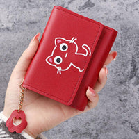 Cartoon Cat Print Girl Cute Coin Wallet PU Triple Fold Lady Card Bag Wallet Portable Document Storage Bag Student Coin Wallet Travel Wallet - Buy online at  Vibe In Cart.