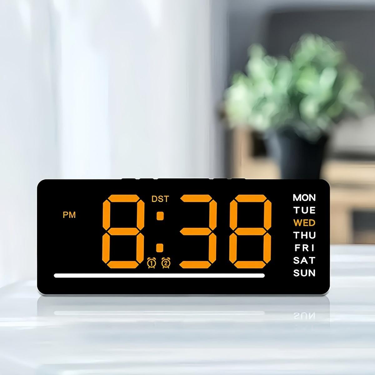 [Dual Alarm Clock] 1PCS Fashionable Large Digital Dual Alarm Clock with Mirror, Weekday Display, Snooze Function, Minimalist Design, USB-Powered Desk Clock for Living Room, Bedroom, Study, Office, Home Decor Art Piece - Buy online at  Vibe In Cart.