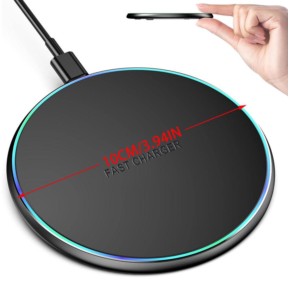 Round Wireless Charger Stand, 15W Fast Charging Dock Phone Charger, Adaptive LED Wireless Charging Station for iPhone17 16 15 14 13 12 11 9 8 XR, Samsung S25 S23 S22 S21 S10 S9, for Airpods 3/2/Pro - Buy online at  Vibe In Cart.