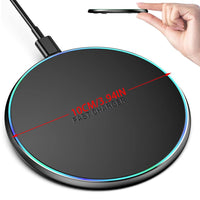 Round Wireless Charger Stand, 15W Fast Charging Dock Phone Charger, Adaptive LED Wireless Charging Station for iPhone17 16 15 14 13 12 11 9 8 XR, Samsung S25 S23 S22 S21 S10 S9, for Airpods 3/2/Pro - Buy online at  Vibe In Cart.
