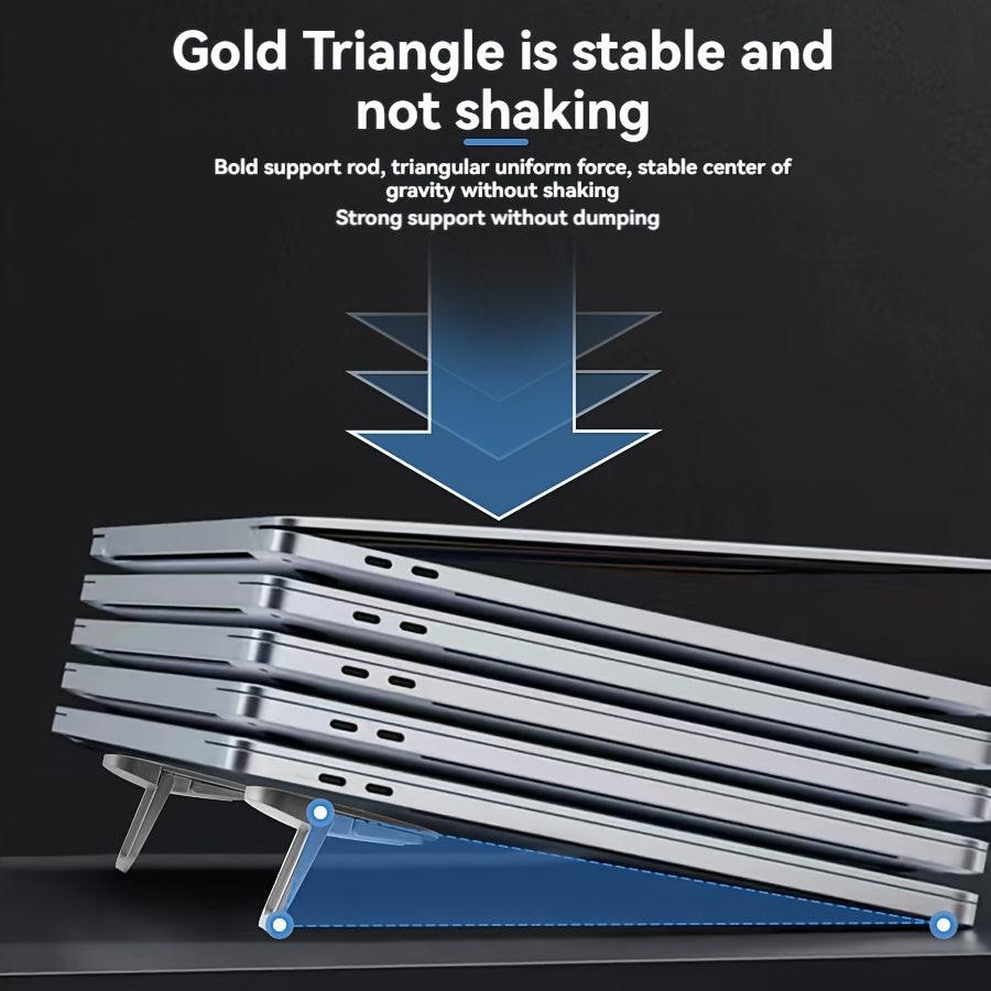 Adjustable Laptop Stand with Heat Sink Cooling System & Base - Portable Height Desk Elevator, Invisible Storage Compatible for Office, Bedside, Travel - Space-Saving Computer Stand for warming issues & Posture - Buy online at  Vibe In Cart.