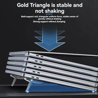 Adjustable Laptop Stand with Heat Sink Cooling System & Base - Portable Height Desk Elevator, Invisible Storage Compatible for Office, Bedside, Travel - Space-Saving Computer Stand for warming issues & Posture - Buy online at  Vibe In Cart.