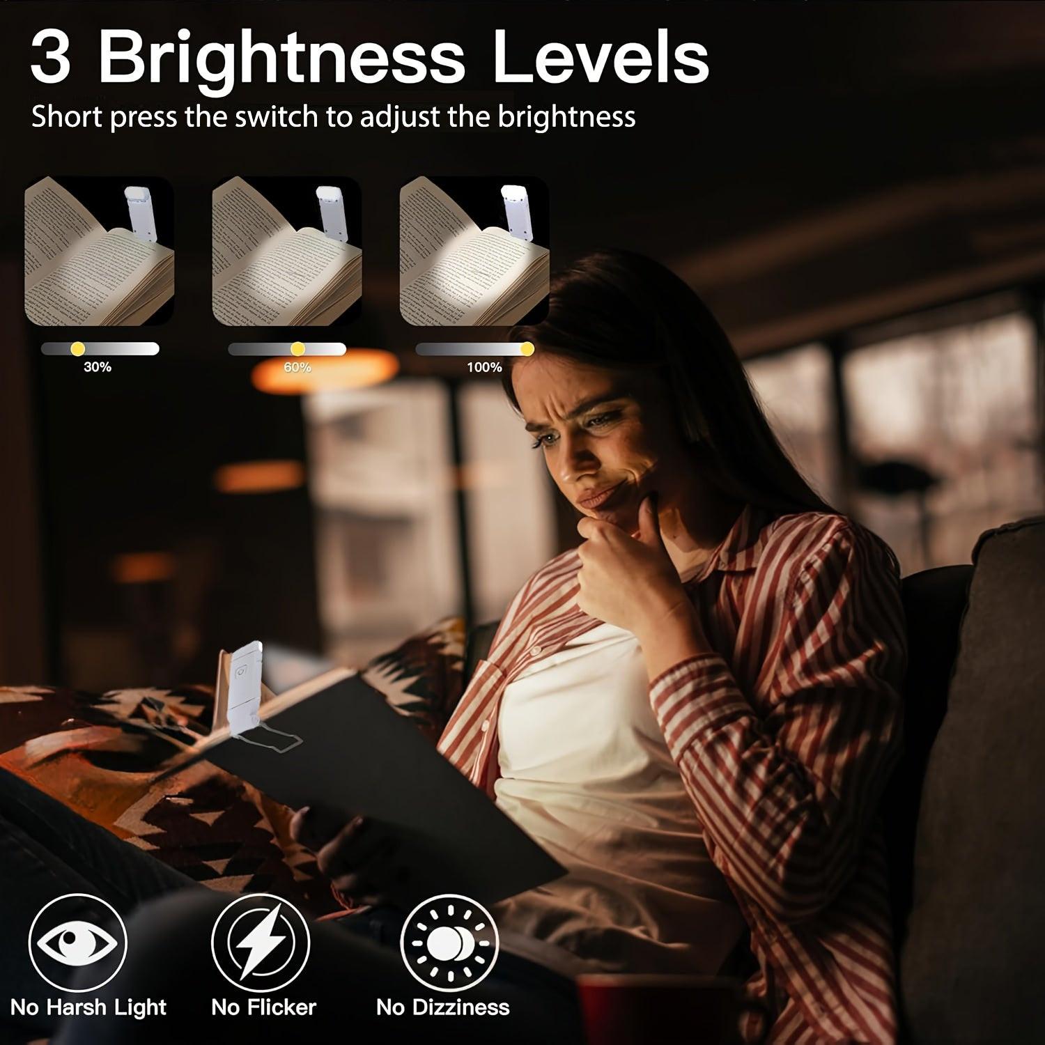 New USB Rechargeable Foldable Reading Lamp, Eye-Friendly Small Night Light for Reading, Suitable for Nighttime Use, with 3 Light Colors And 3 Adjustable Brightness Levels, White Casing, Book Clip, Portable And Easy to Store. - Buy online at  Vibe In Cart.