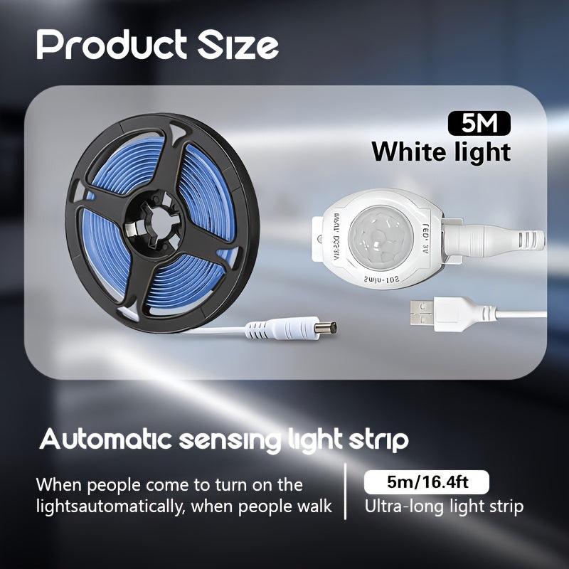 16.4 Feet LED Motion Sensor Light Strip - USB Powered, Self-Adhesive, Floating Bed Light Strip, Flexible White Light Suitable for Bed Edges, Mirrors, Cabinets, And Stairs. - Buy online at  Vibe In Cart.