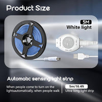 16.4 Feet LED Motion Sensor Light Strip - USB Powered, Self-Adhesive, Floating Bed Light Strip, Flexible White Light Suitable for Bed Edges, Mirrors, Cabinets, And Stairs. - Buy online at  Vibe In Cart.