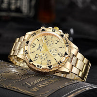 Men'S Luxury Sport Watch with Chronograph, Golden-Plated Case & Bracelet - Automatic Mechanical Movement, Bold Dial, Date Display - for Business, Gym, Everyday - No Battery Needed - Ideal Gift for Him, Gym Timepiece, Sophisti - Buy online at  Vibe In Cart.