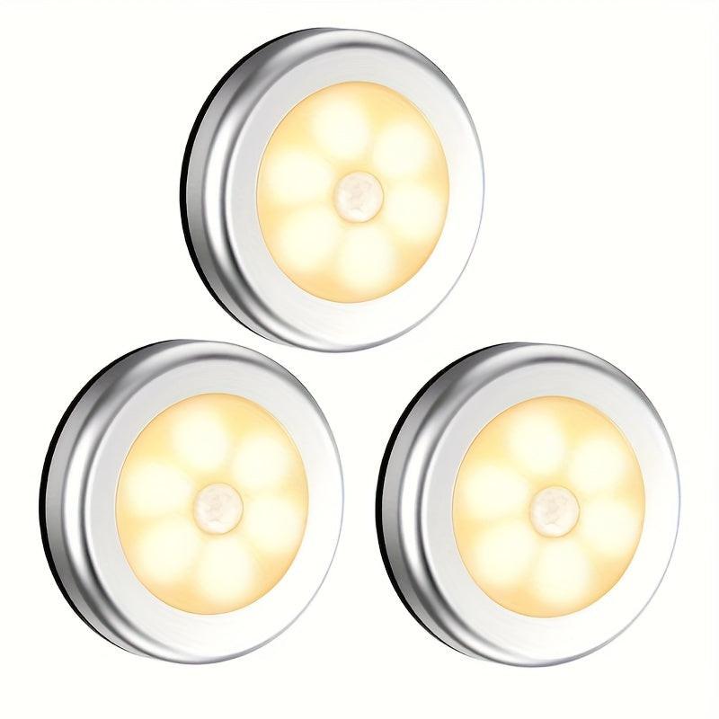 Motion Sensor Puck Lights Available in Sets of 3, 6, 9, Or 12, These Battery-Operated LED Night Lights Are Perfect for Illuminating Stairs, Closets, And Under Cabinets. They Can Be Easily Stuck Anywhere in Your Home, Kitchen, - Buy online at  Vibe In Cart.