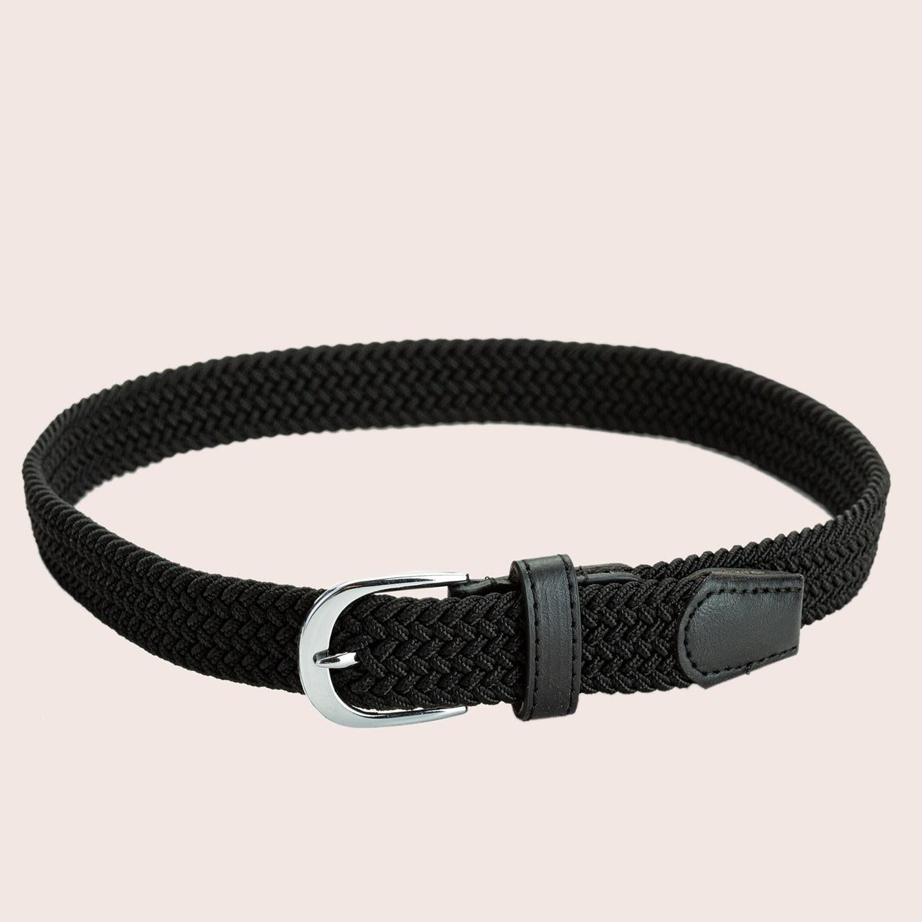 Children's Black Elastic Woven Belt Metal Buckle Belt - Buy online at  Vibe In Cart.