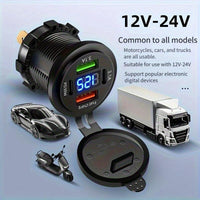 120W Super Fast Charging Charger Power Socket 4-in-1 Port Charger Socket 12V-24V-40V Car Power Socket PD30W with Digital Display Voltage Charger Suitable for Installation in Cars/Motorcycles/Trucks/RVs/Ships, Compatible with - Buy online at  Vibe In Cart.