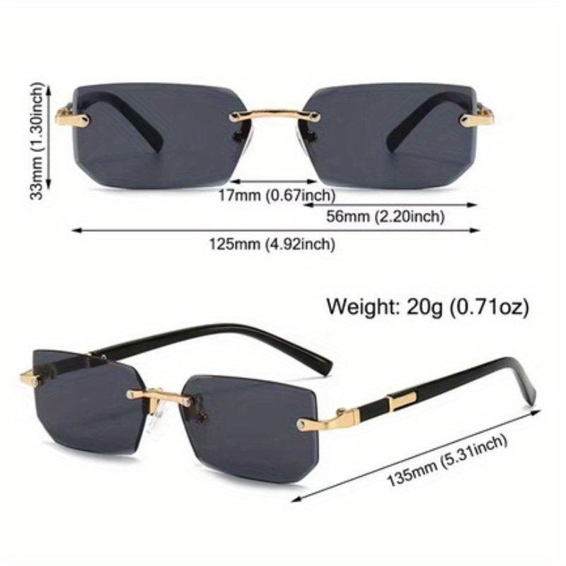 1pc Trendy Rimless Y2K Glasses for Women Men Punk Frameless Rectangle Glasses Retro Gradient Shades Driving Travel UV400 Eyewear The Perfect Gift - Buy online at  Vibe In Cart.