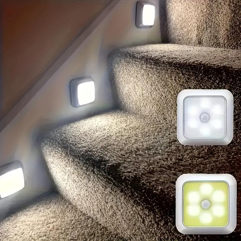 6-LED Motion Sensor Stair Wall Light, Battery-Powered Wireless Night Light for Under Cabinet/Corridor Wardrobe Kitchen - Christmas Indoor Use, ≤36V Battery Not Included, Simple Lighting, Minimalist Design, Durable Structure - Buy online at  Vibe In Cart.