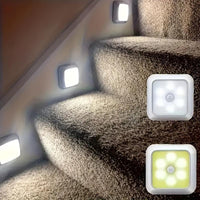 6-LED Motion Sensor Stair Wall Light, Battery-Powered Wireless Night Light for Under Cabinet/Corridor Wardrobe Kitchen - Christmas Indoor Use, ≤36V Battery Not Included, Simple Lighting, Minimalist Design, Durable Structure - Buy online at  Vibe In Cart.