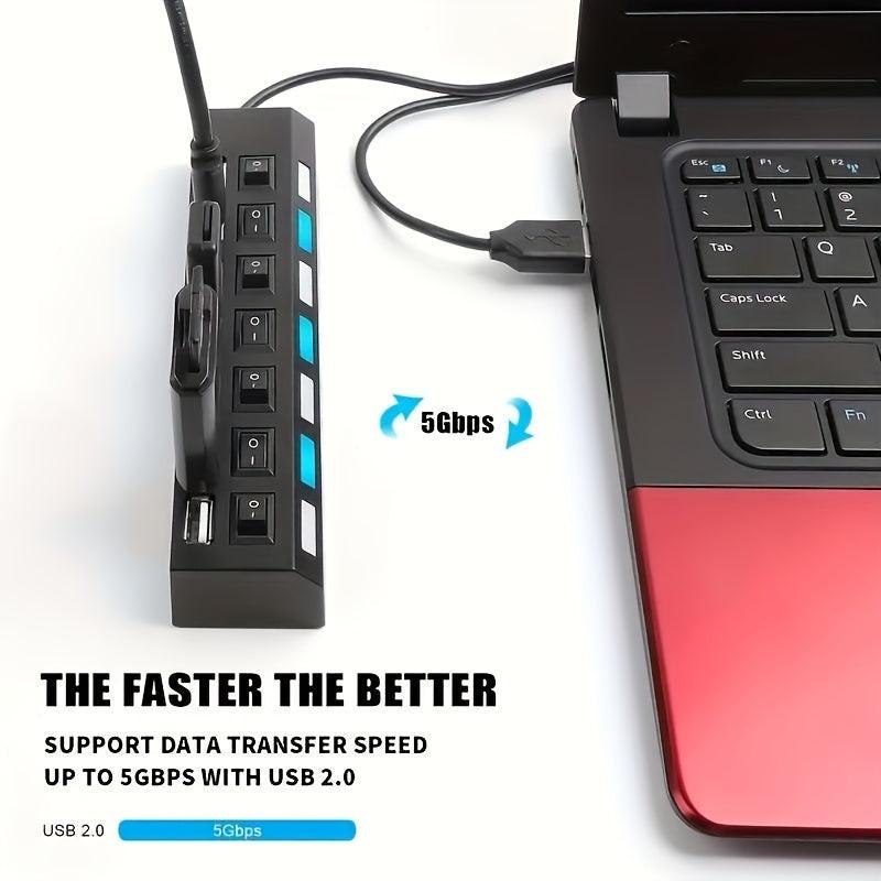 1 4-port/7-port USB Connector | Computer Mouse Keyboard Memory Card Standalone Switch Universal Hub Compatible with Laptops, USB Power Mode 5V, USB2.0 Interface - Buy online at  Vibe In Cart.