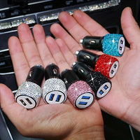 [Shiny Diamond Car Charger] Shiny Artificial Diamond Car Charger | Dual USB Ports, Lightweight Aluminum Alloy, Male to Male Connector, 12-24V Power Adapter, Car Interior Decor & Safety Hammer, Without Battery, Vehicle Accesso - Buy online at  Vibe In Cart.