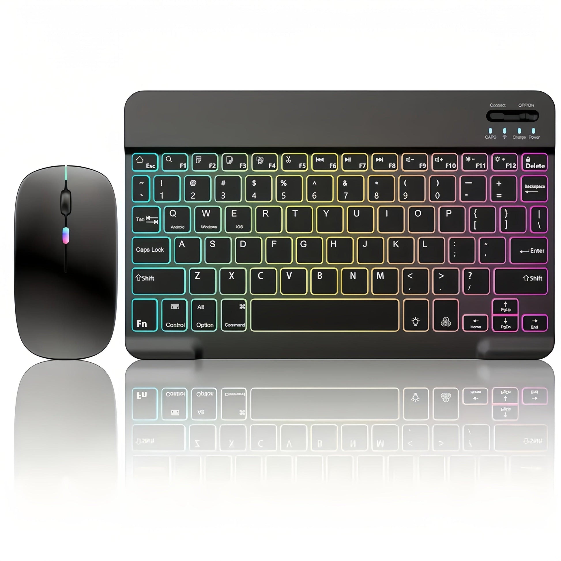Set of 2 Ultra-Slim Wireless Backlit RGB Keyboard And Mouse, Featuring Dual Mode Connection with BT3.0 And 2.4G, Compatible with Multiple Systems, Ideal for Smartphones, Tablets, And Laptops, a Stylish Gift Option. - Buy online at  Vibe In Cart.