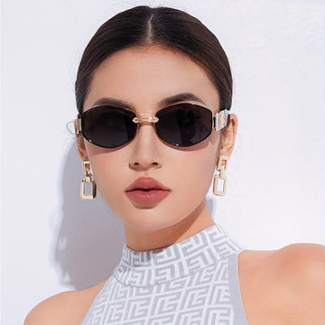 Vintage Oval Narrow Frame Sunglasses for Women and Men, Hexagonal Golden Metal Sunglasses with UV Protection - Buy online at  Vibe In Cart.