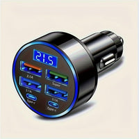 1pc - 6-Port Super Speed Car Charger - 66W Dual PD Ports, LED Voltage Monitor, 4 USB And 2 Type-C Multi-Port Adapter for Fast Charging on The Go - Universal Car - Buy online at  Vibe In Cart.