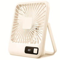 Portable USB Desktop Fan with Battery - Ultra-Quiet 5-Speed Adjustable & 180° Foldable Design, Digital Power Display, Polished Acrylic Finish, Compact for Home, Office, Travel, Air Conditioning, Portable Fan, Home Cooling, M - Buy online at  Vibe In Cart.