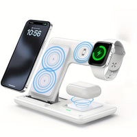 Foldable 3-in-1 Wireless Charging Station for Multiple Devices | Fast Charger Stand Dock for iWatch Series 9 8 7 6 SE 5 4 3 2, Ultra Airpods Pro 3 2, for iphone 17/16/15/14/13/12/11 - Magnetic Connector, USB Power, Brand: MIN - Buy online at  Vibe In Cart.