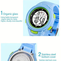 Kids Fashionable Sports Watch | 30m Water Resistance, Glow-in-the-Dark, Digital Display, Rubber Strap, Plastic Case, Button Battery, White Dial - Ideal for Boys and Girls, Perfect for School Supplies - Buy online at  Vibe In Cart.