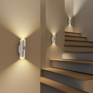 [USB Rechargeable LED] 1pc/2pcs/4pcs Motion Sensor Night Light, Magnetic Wall Light, Detachable Wall-Mounted Lighting with Lens, Up and Down Illumination, USB Rechargeable LED Light, Wireless Stair Light, Indoor Wooden Wall L - Buy online at  Vibe In Cart.