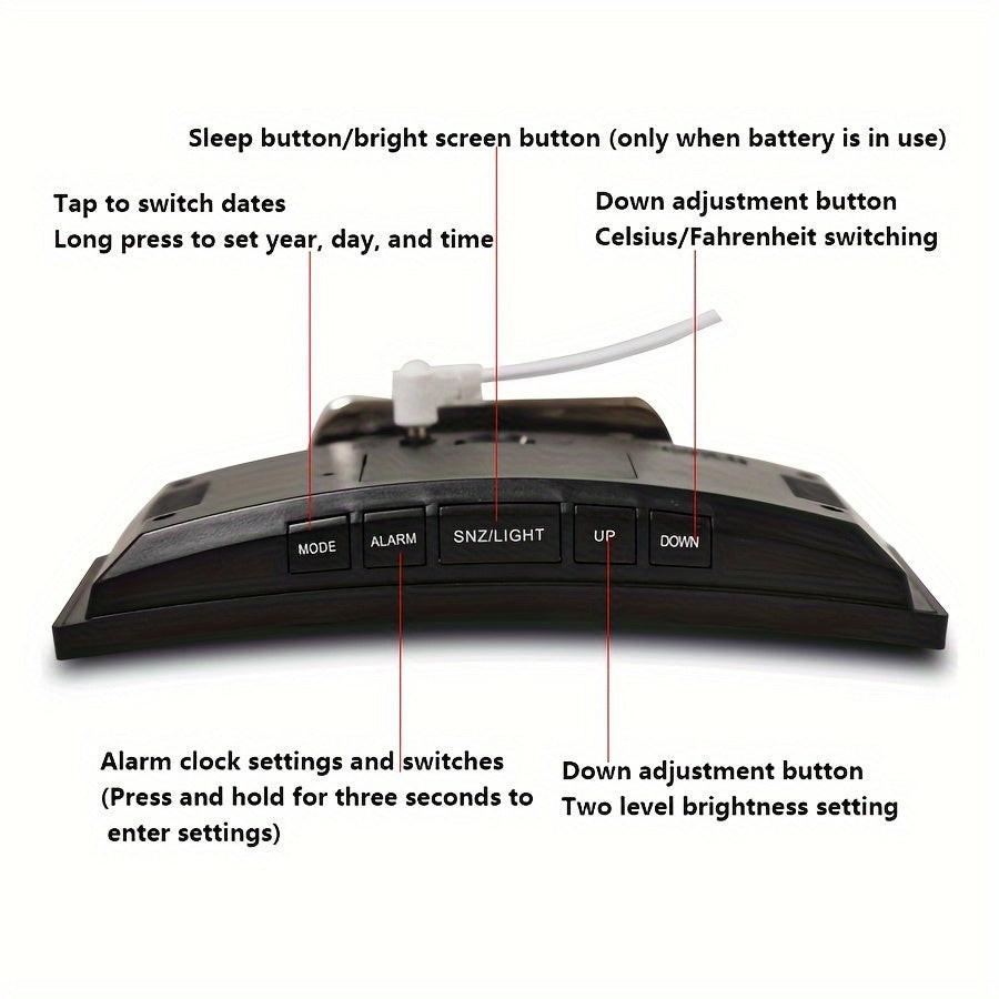 Creative LED Curved Screen Mirror Alarm Clock, Multifunctional Silent Smart Desktop Clock, Christmas Valentine's Day New Year Holiday Gift, 1 pc - Buy online at  Vibe In Cart.