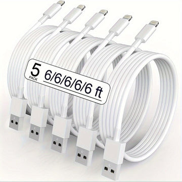 5pcs MFi Certified 6ft Lightning to USB Fast Charging Cables for iPhone 12/11 Pro/11/XS MAX/XR/8/7/6s/6/5S/SE and for iPad Pro Original - Buy online at  Vibe In Cart.