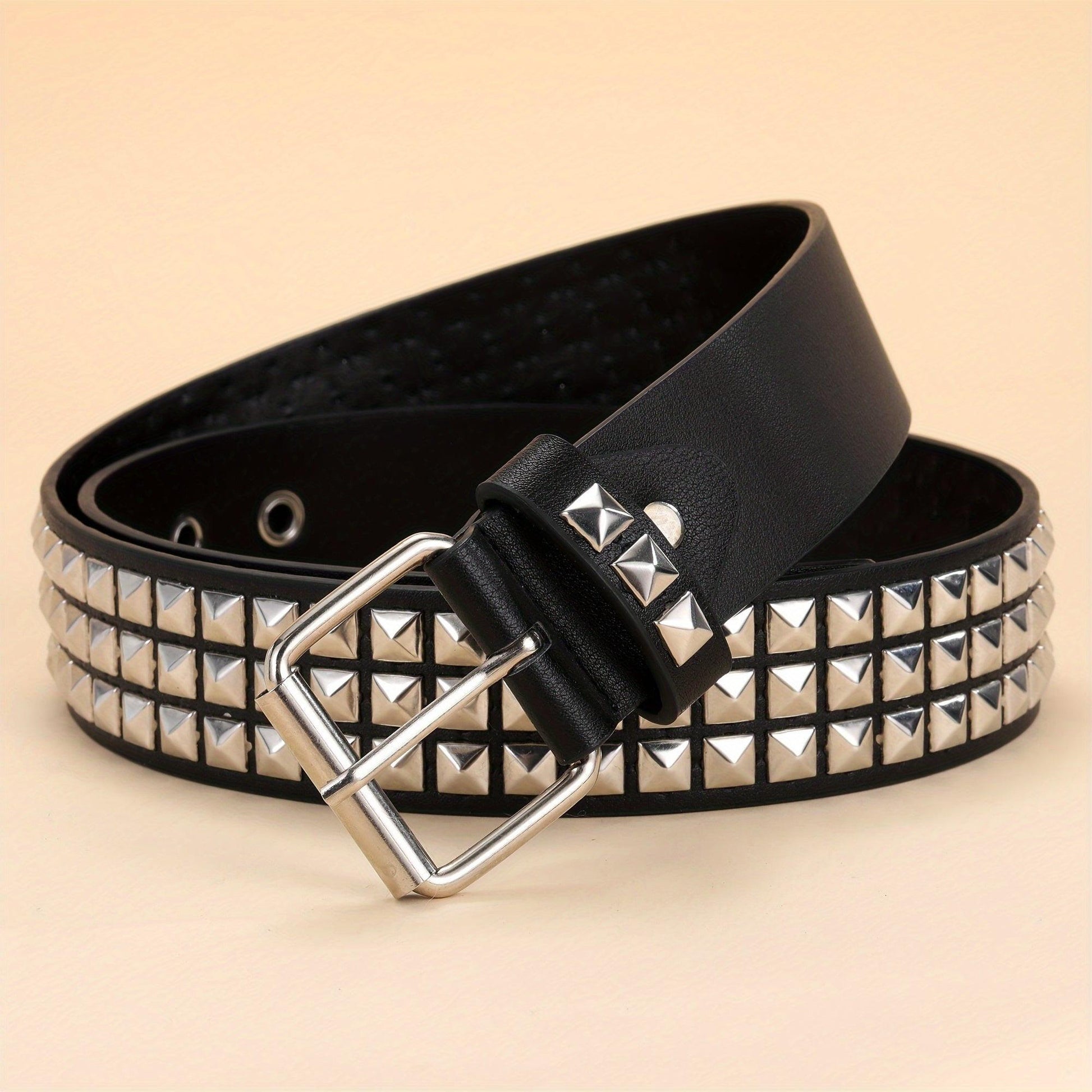 1pc Stylish PU Leather Rivet Pin Buckle Belt - Fashionable, Handsome, and Durable Accessory for Men - Ideal Gift Choice for Friends, Family, and Loved Ones - Buy online at  Vibe In Cart.