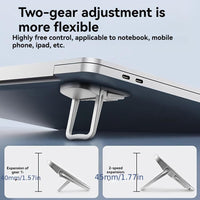 Adjustable Laptop Stand with Heat Sink Cooling System & Base - Portable Height Desk Elevator, Invisible Storage Compatible for Office, Bedside, Travel - Space-Saving Computer Stand for warming issues & Posture - Buy online at  Vibe In Cart.