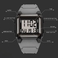 Stylish Square Large Screen Sports Electronic Watch, Night Light Wrist Watch, Suitable For Boys And Girls, Birthday Gift - Buy online at  Vibe In Cart.