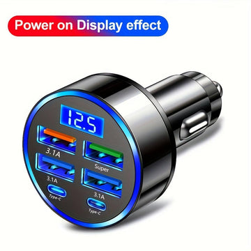 New Multi-Port Fast Charging Car Charger, Auto Charger, Quick Charge, 2PD with 4 USB Ports, Digital Display, Car Fast Charger, 6-in-1 Phone Charger Head, Car Phone Adapter Auto Accessory - Buy online at  Vibe In Cart.
