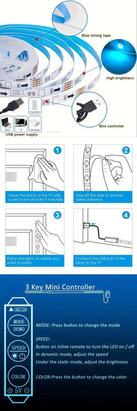 [1 Set RGB LED Strip] 1 Set 3.28-100ft/1-30m RGB 2835 LED Flexible Strand Diode Strip Light with 5V USB | for TV Backlight Room Decoration | Without Battery - Buy online at  Vibe In Cart.
