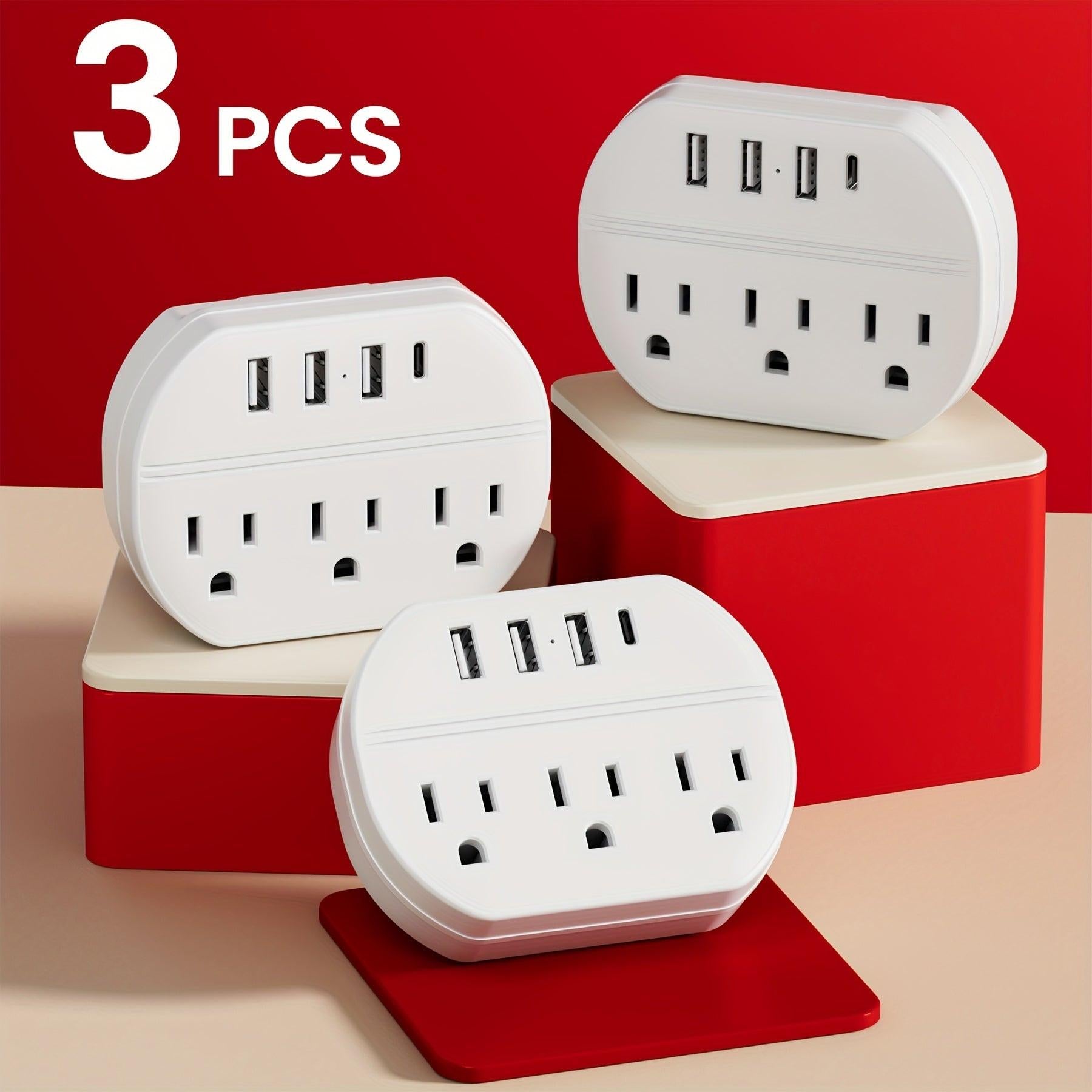 7-in-1 Power Strip with USB Port | 3 USB-A Ports, 1 USB-C Port, 3 AC Sockets, Easy to Carry, Suitable for Home, Office, Travel | White and Black - Buy online at  Vibe In Cart.