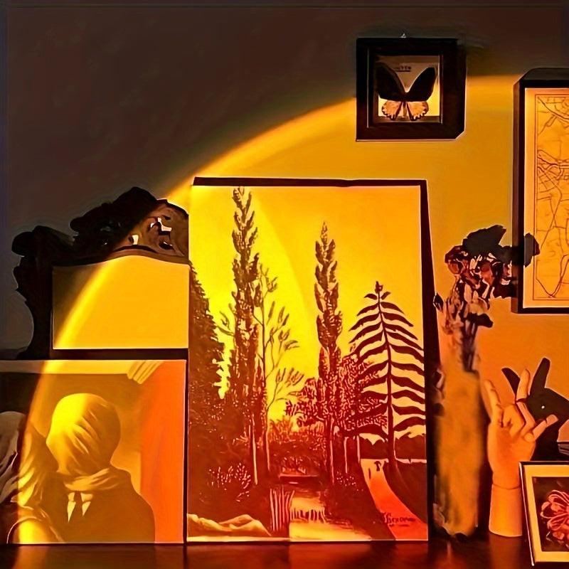 Modern USB- Projector Lamp with Rainbow & Sunset Color Changing Floor/Desk Lamp - USB-Operated Night Light Suitable for Bedroom, Living Room Decor, Romantic Gift, Plug-in Table Light - Buy online at  Vibe In Cart.