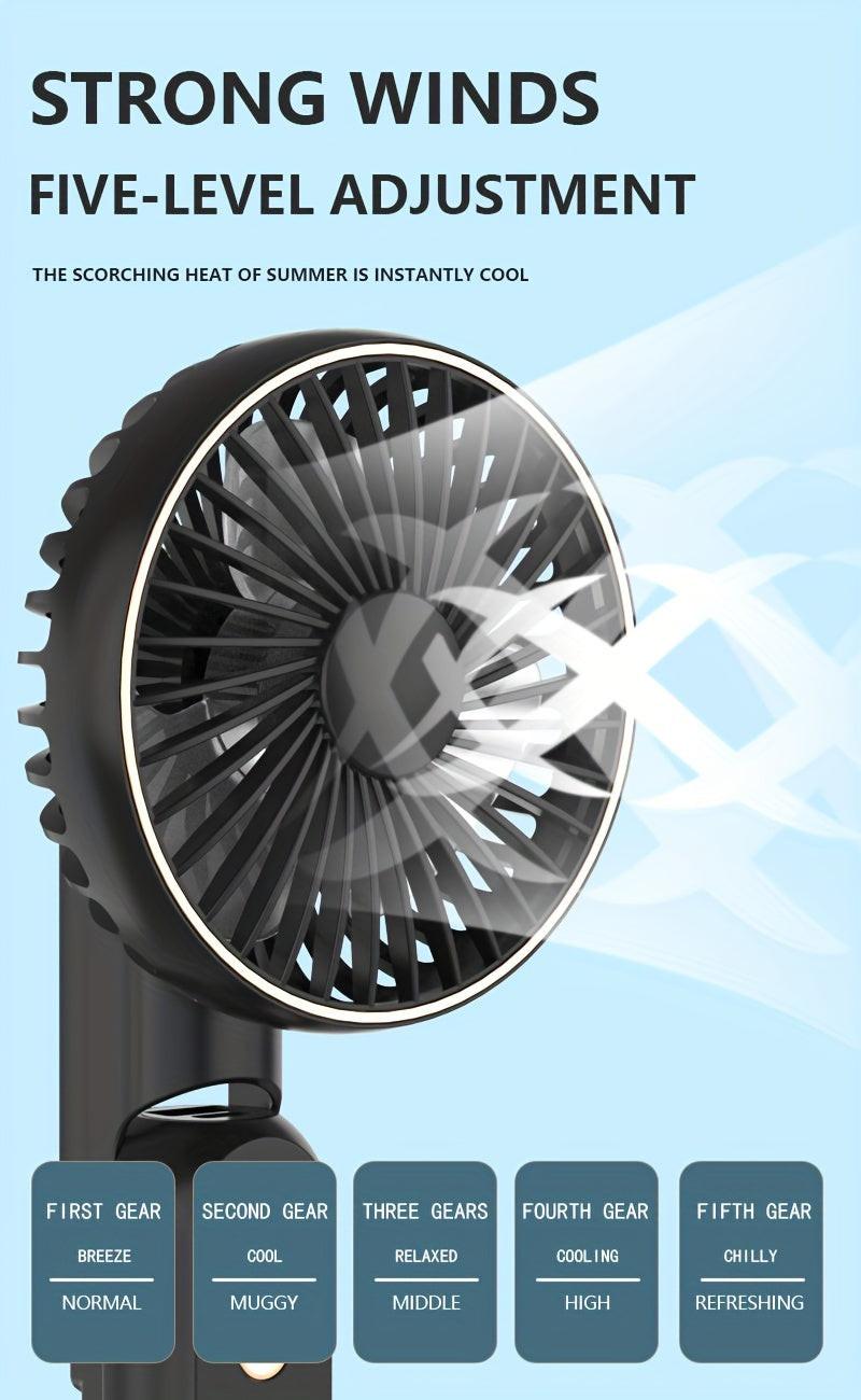 NEW USB charging foldable handheld small fan, can hang neck and desktop, can be handheld, detachable and clean, digital display, five speed adjustment, with power bank function, 4000mAh outdoor small fan - Buy online at  Vibe In Cart.