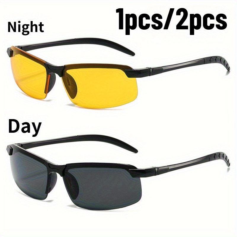 1/2pcs Night Vision Glasses Men Anti-Glare Driving Goggle Half Frame Fashion Glasses for Driver Day And Night Glasses Half Frame Design - Buy online at  Vibe In Cart.