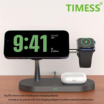 Magnetic 5in 1 Wireless Charger Stand 3 devices at the same time, 15W Qi Fast Charging Dock Station Holder 3 adjustable Light Compatible with iPhone17/16/15/14/13/12 Pro Max Mini, iWatch SE/6/5/4/3/2, AirPods 3/2/Pro iPhone 1 - Buy online at  Vibe In Cart.