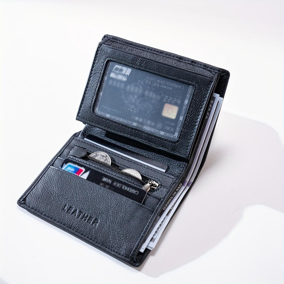 [Genuine Leather Card Holder] Genuine Leather Vintage Thin Vertical Short ID Credit Card Holder Wallet | 1pc for Men & Women, Solid Color, Lining, Non-Braided - Ideal for Thanksgiving, Father's Day, Christmas, Valentine's Day - Buy online at  Vibe In Cart.