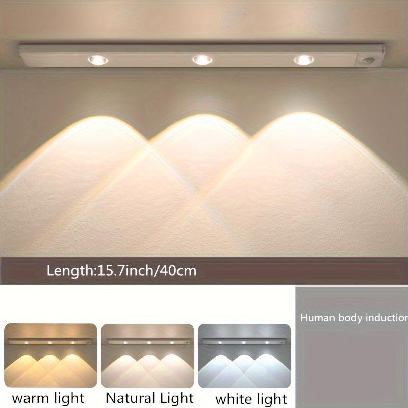 3 Color Dimmable Easy to Install USB Rechargeable Motion Sensor LED Strip Light - Wireless Plastic Lamp with Sunset Pattern for Kitchen, Wardrobe, Cabinet, Bedroom - Ceiling Mount, Lithium Battery Powered - Buy online at  Vibe In Cart.