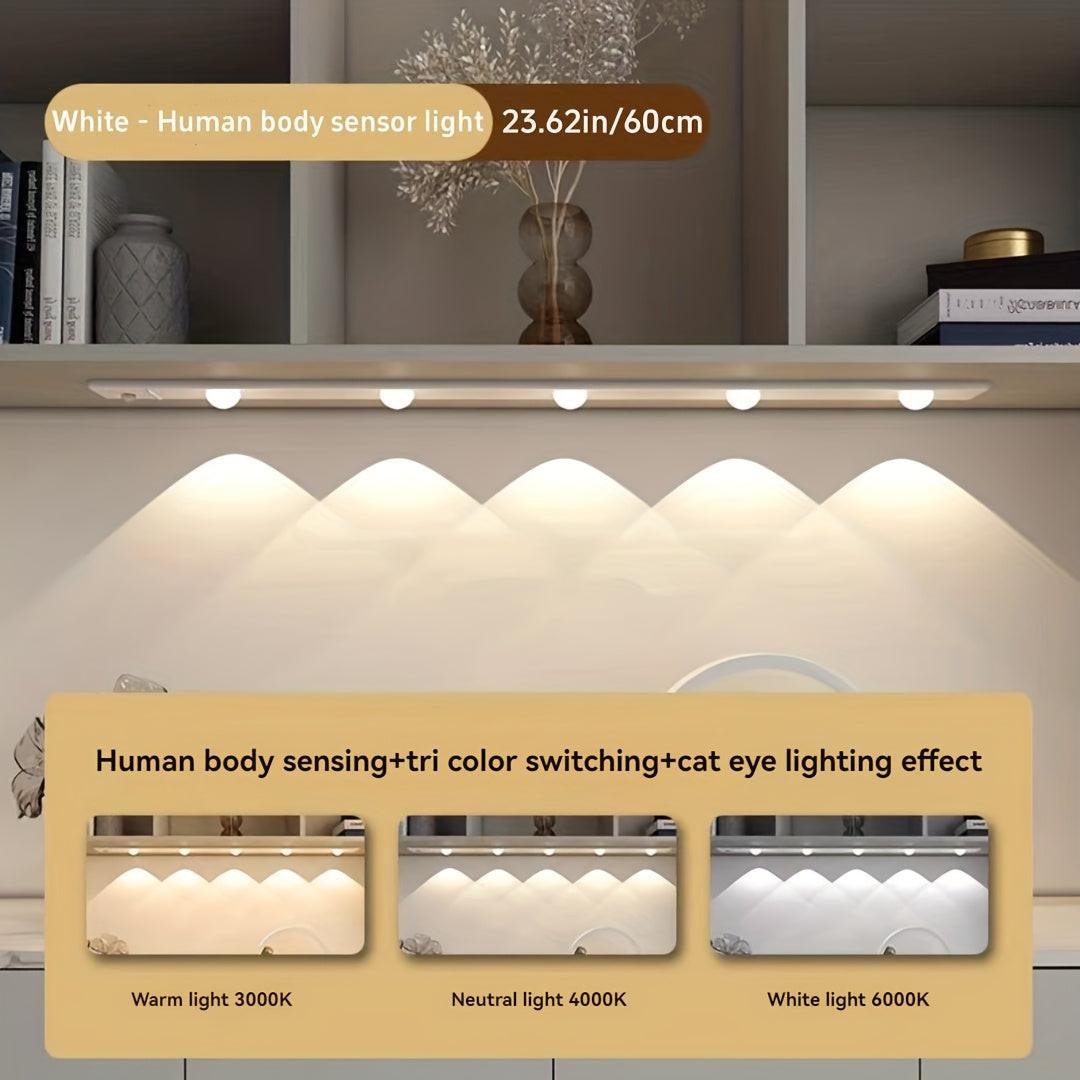 Human Body Sensing Light, Motion Sensor Light, Strip Light, Night Light, USB Rechargeable, Dimmable, Three-Color LED Light, Magnetic, Wireless, Suitable for Kitchen, Wardrobe, Cabinet, Shoe Cabinet, Bedroom, And Cat Eye Small - Buy online at  Vibe In Cart.