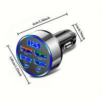 New Multi-Port Fast Charging Car Charger, Auto Charger, Quick Charge, 2PD with 4 USB Ports, Digital Display, Car Fast Charger, 6-in-1 Phone Charger Head, Car Phone Adapter Auto Accessory - Buy online at  Vibe In Cart.