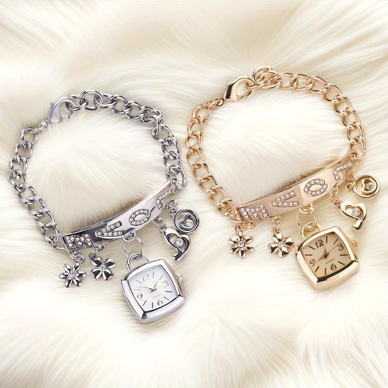 Women'S Bracelet Watch LOVE Quartz Watch Flower Decor Tonneau Dress Watch Ladies Exquisite Casual Watch Anniversay Birthday Christmas New Year Gifts - Buy online at  Vibe In Cart.