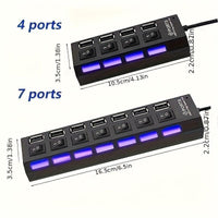 1 4-port/7-port USB Connector | Computer Mouse Keyboard Memory Card Standalone Switch Universal Hub Compatible with Laptops, USB Power Mode 5V, USB2.0 Interface - Buy online at  Vibe In Cart.