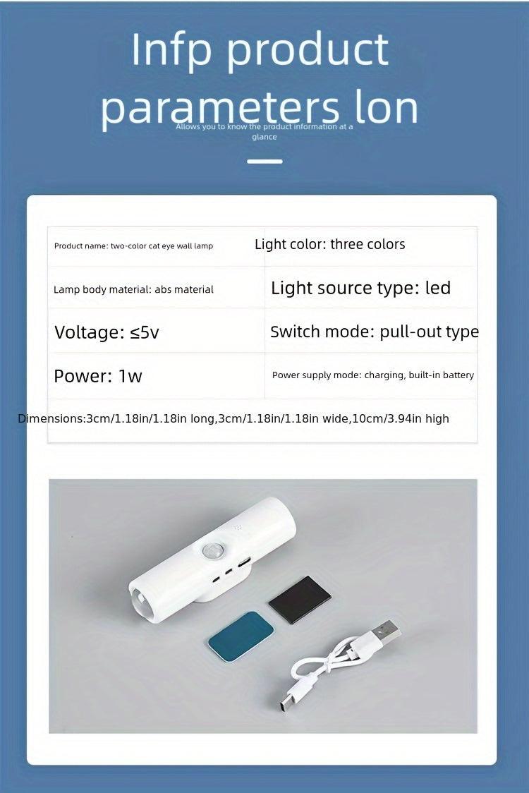 [RGB LED Wall Light] Rechargeable RGB Color Changing LED Wall Light with Motion Sensor, Magnetic Base & Cat-Eye Design - USB-Powered Under-Cabinet Lighting for Home Office, No Wiring Needed, Rechargeable Wall Light, Ambient L - Buy online at  Vibe In Cart.