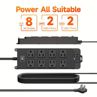 Power Strip with Surge Protection Featuring a 5 Ft/10 Ft Flat Extension Cord, 8 AC Outlets, And 4 USB Ports (2 USB A And 2 USB C), Designed As a Compact Charging Station for Desks, Suitable for Home, Dorm, Office, And Travel - Buy online at  Vibe In Cart.