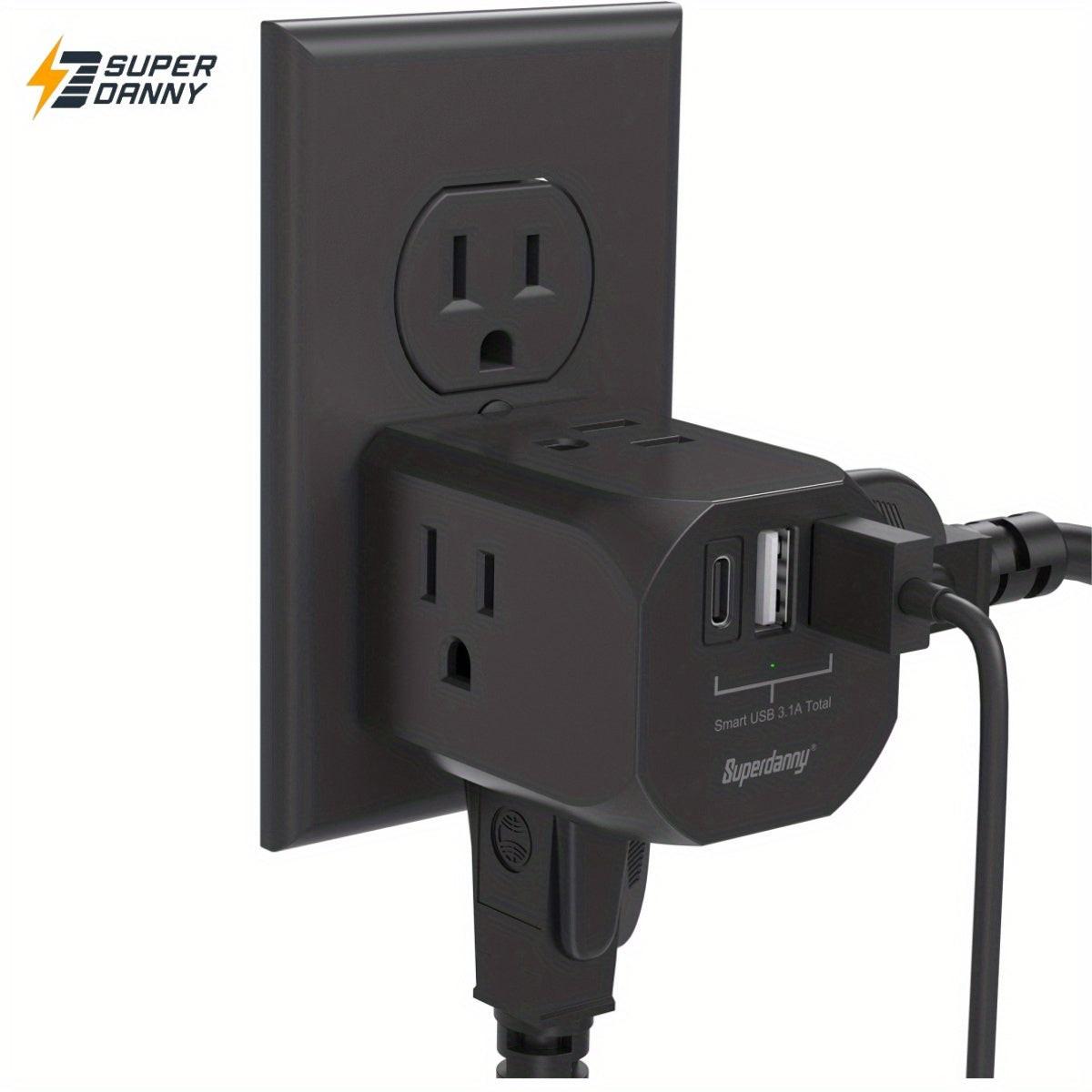 7 In 1 Multi Plug Outlet Extender With 3 USB Ports (1 USB-C) & 4 AC Outlets, 15A/1875W For Home, Office, Dorm & Travel - Ideal For Charging Multiple Devices - Buy online at  Vibe In Cart.