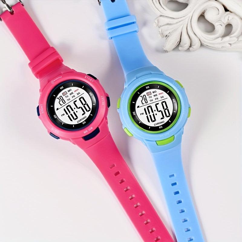 Kids Fashionable Sports Watch | 30m Water Resistance, Glow-in-the-Dark, Digital Display, Rubber Strap, Plastic Case, Button Battery, White Dial - Ideal for Boys and Girls, Perfect for School Supplies - Buy online at  Vibe In Cart.