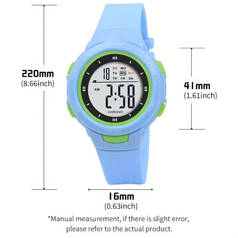 Kids Fashionable Sports Watch | 30m Water Resistance, Glow-in-the-Dark, Digital Display, Rubber Strap, Plastic Case, Button Battery, White Dial - Ideal for Boys and Girls, Perfect for School Supplies - Buy online at  Vibe In Cart.
