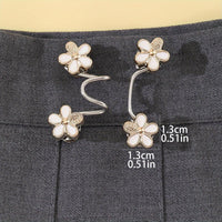 A Pair of Women'S White Floral Metal Fashion Decorative Waist Buttons, Adjustable And Removable, Perfect for Summer to Prevent Wardrobe Malfunctions, Suitable for Casual Wear And Gift Giving. - Buy online at  Vibe In Cart.